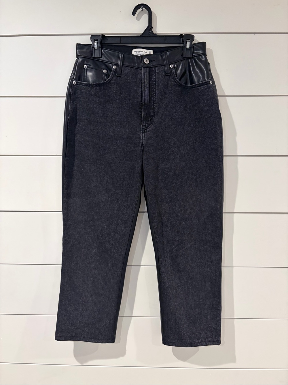 Abercrombie Curve Love 90s Straight Jeans 30 Black Faux Leather Y2K Rockstar